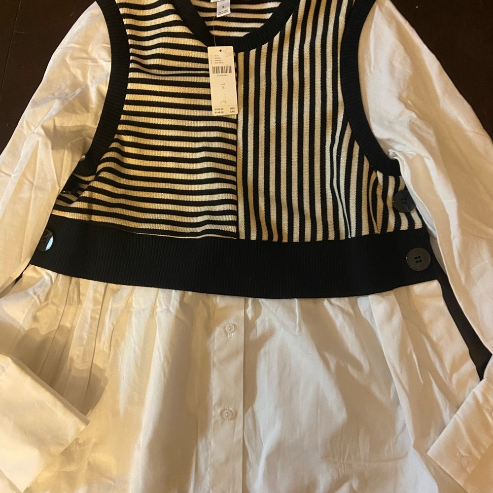 Maeve Black and White Button Down Shirt - Picture 4 of 12